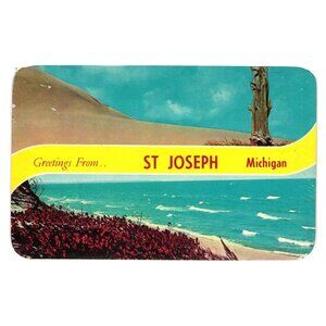 Vintage St Joseph Michigan Postcard 1960s Sand Dunes Tourist Lake Scene 5 Cents